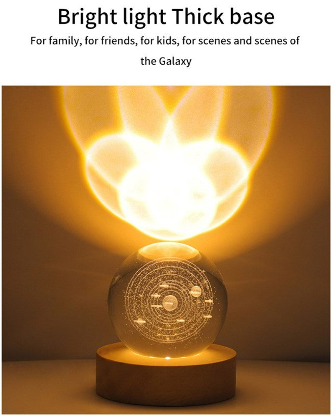 Luminous Crystal Ball Galaxy Night Light Decoration 3D Laser Carved - Solar System_2